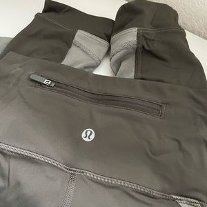 Lululemon Army Green Crop Mesh Leggings